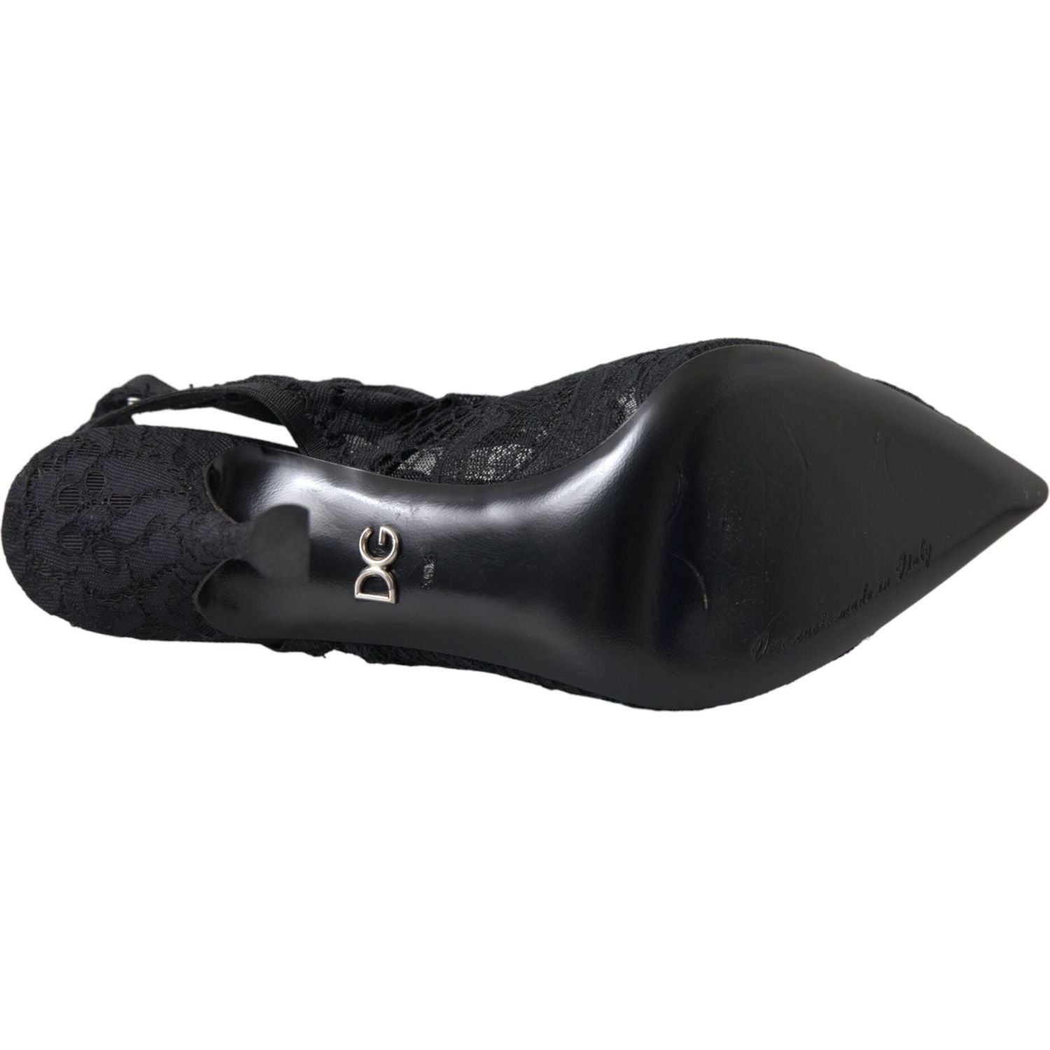 حذاء دولتشي آند غابانا مفتوح من الخلف بكعب مطاطي أسود من الدانتيل