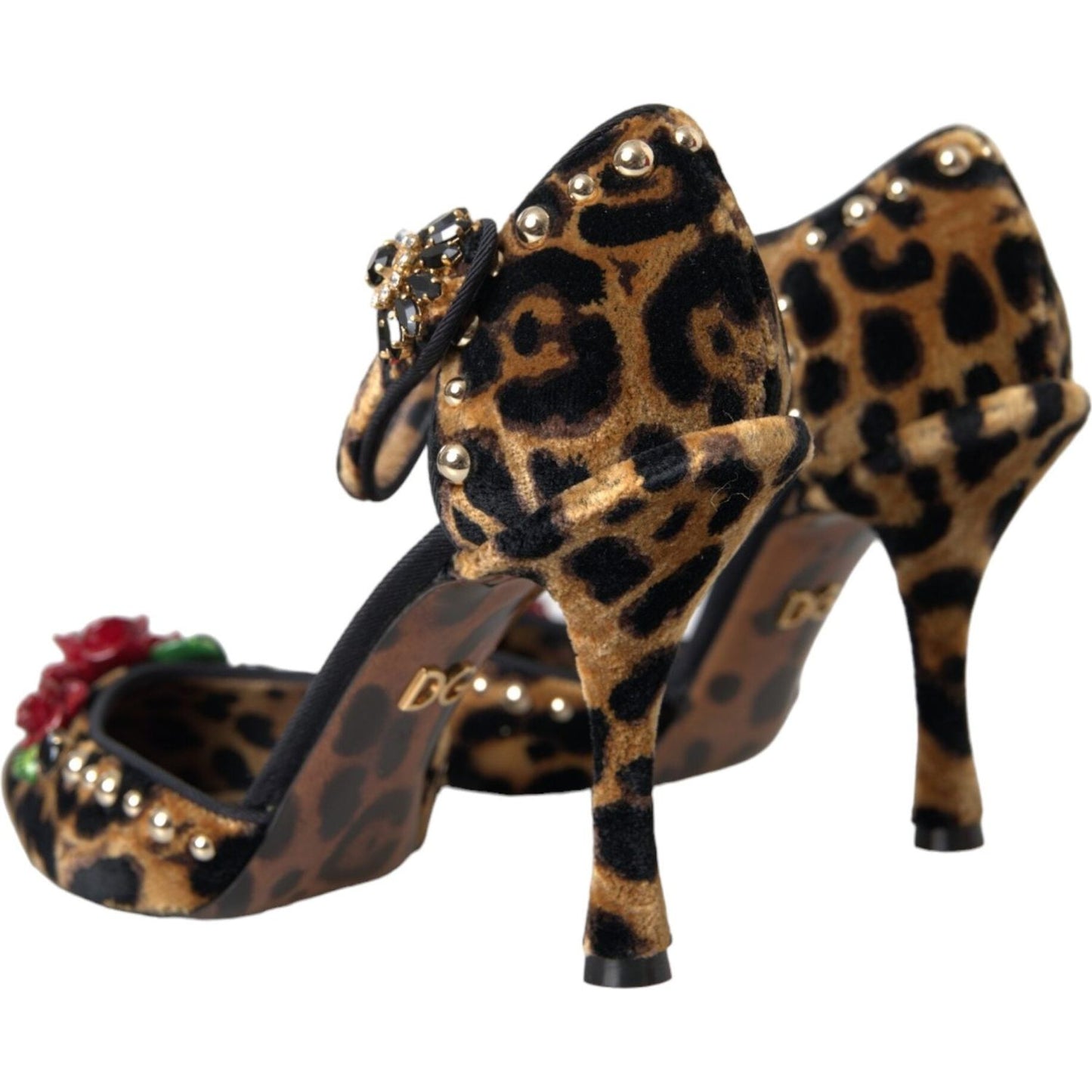 Dolce & Gabbana Brown Leopard Floral Crystal Mary Janes Pumps Shoes Dolce & Gabbana