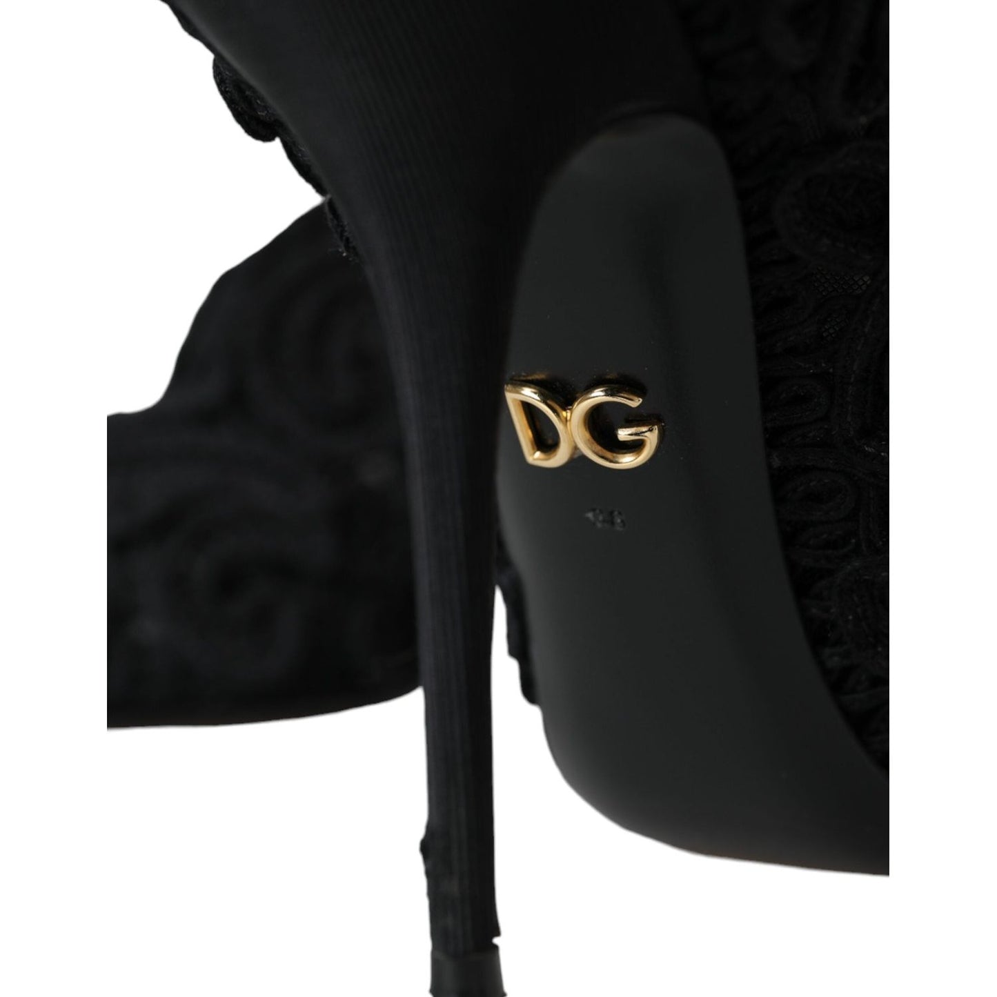 Dolce & Gabbana Black Cordonetto Ricamo Pump Open Toe Shoes Dolce & Gabbana