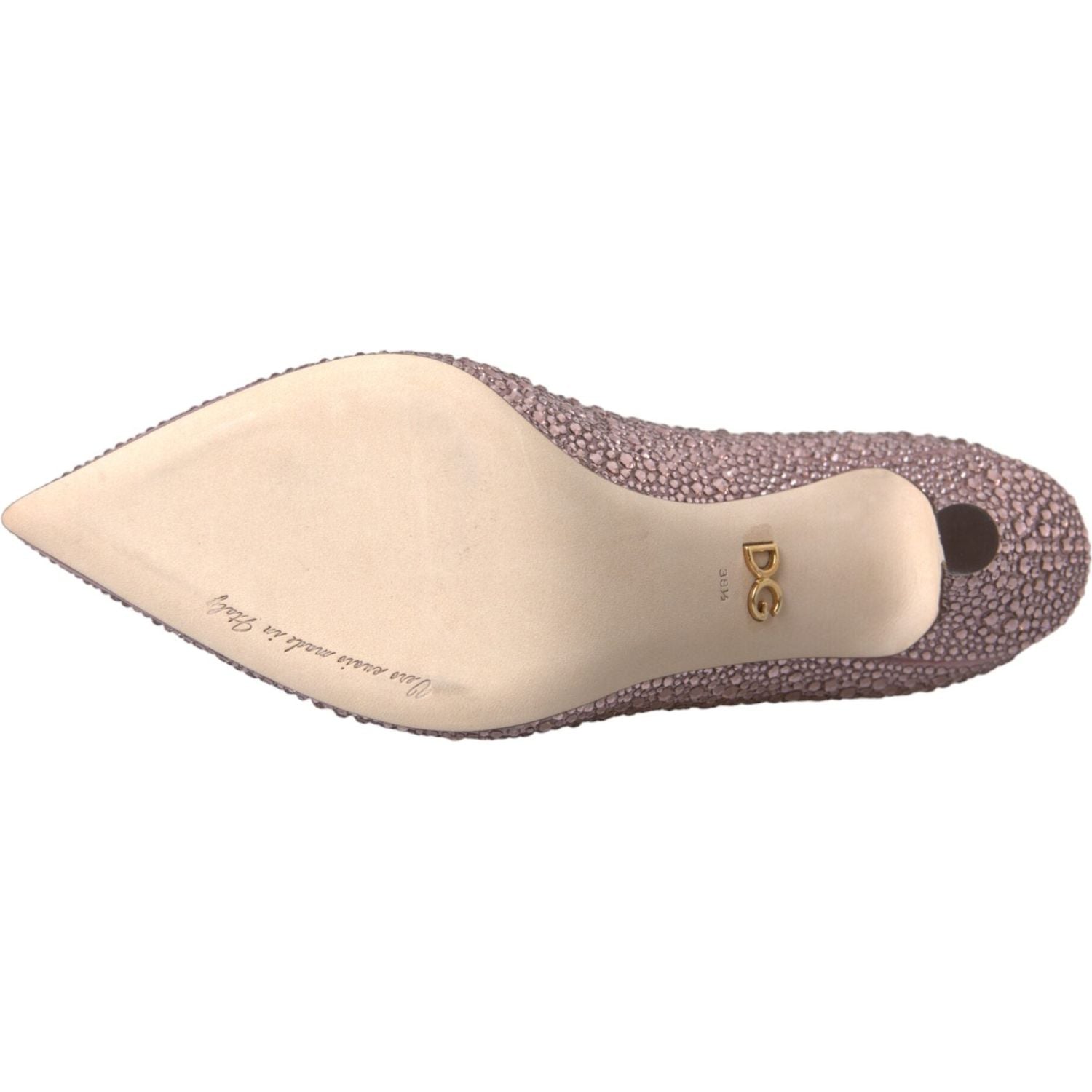 حذاء بكعب عالٍ مرصع بالكريستال من دولتشي آند غابانا باللون الوردي