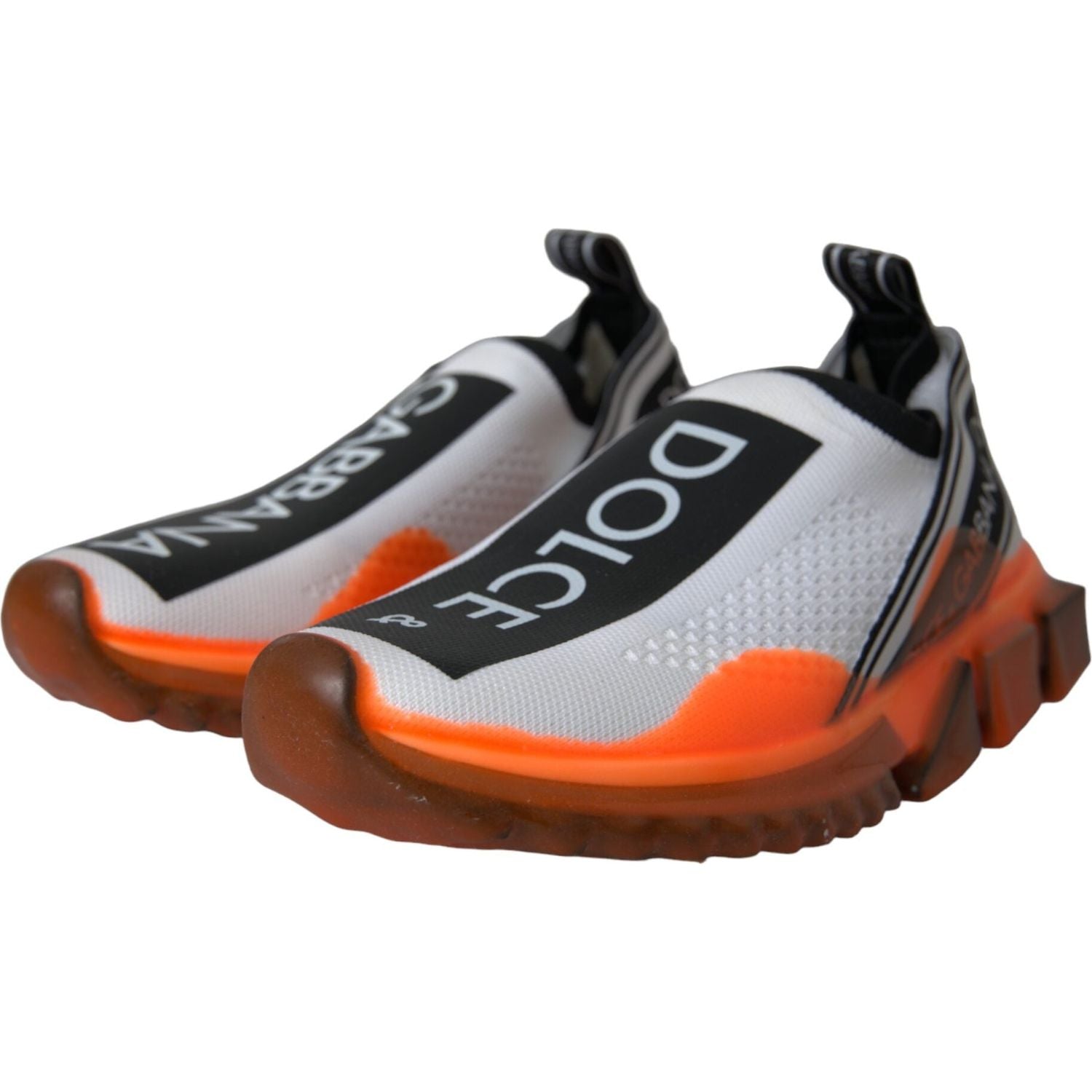 حذاء سنيكرز دولتشي آند غابانا أسود وأبيض وبرتقالي سهل الارتداء