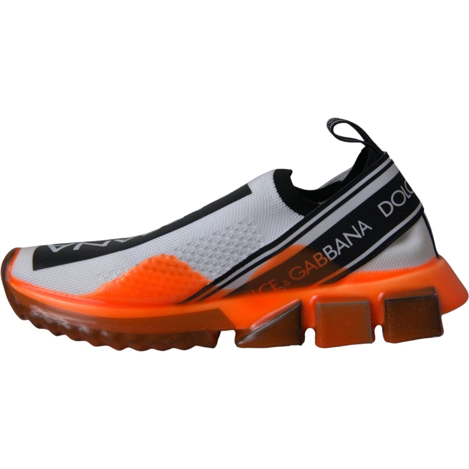 حذاء سنيكرز دولتشي آند غابانا أسود وأبيض وبرتقالي سهل الارتداء