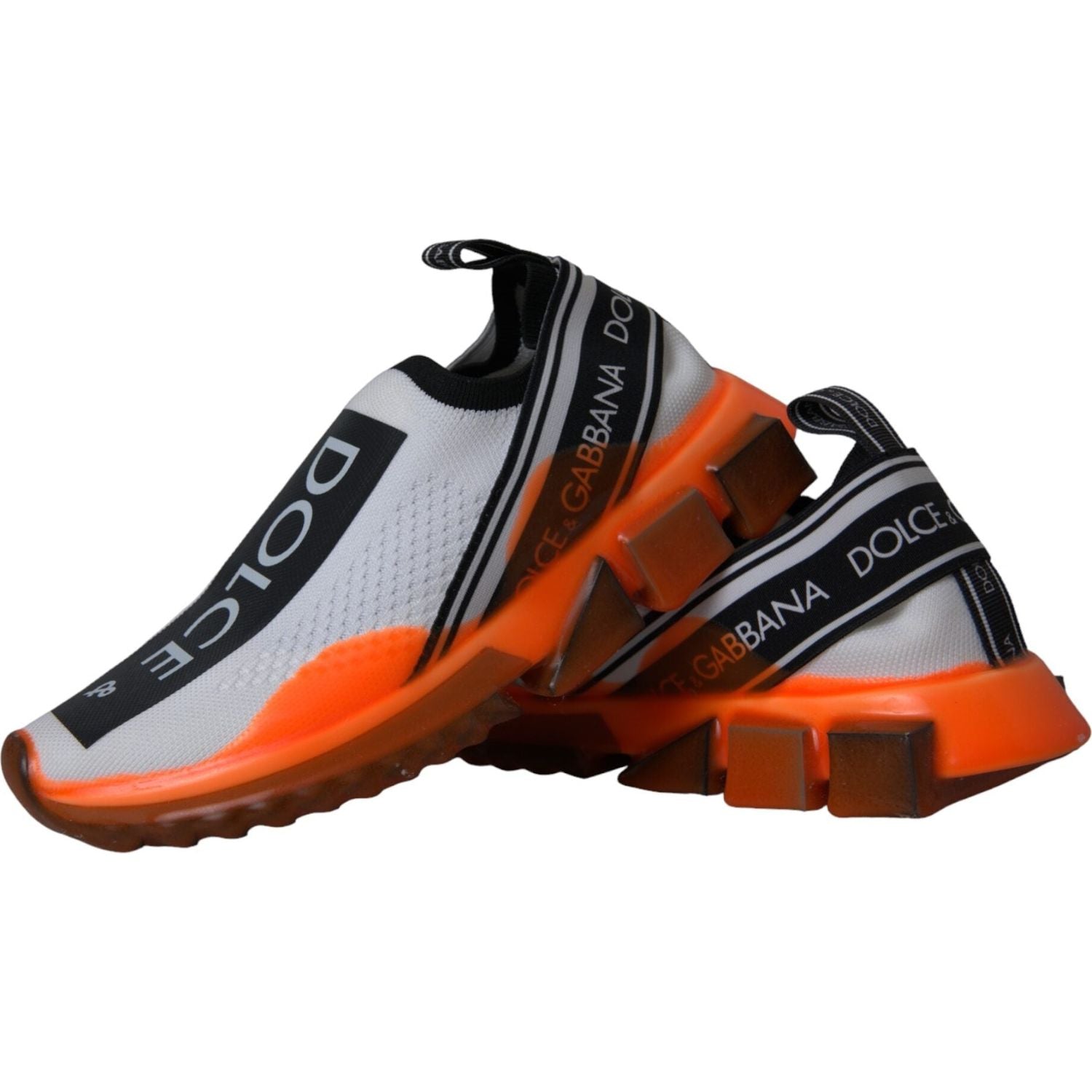 حذاء سنيكرز دولتشي آند غابانا أسود وأبيض وبرتقالي سهل الارتداء
