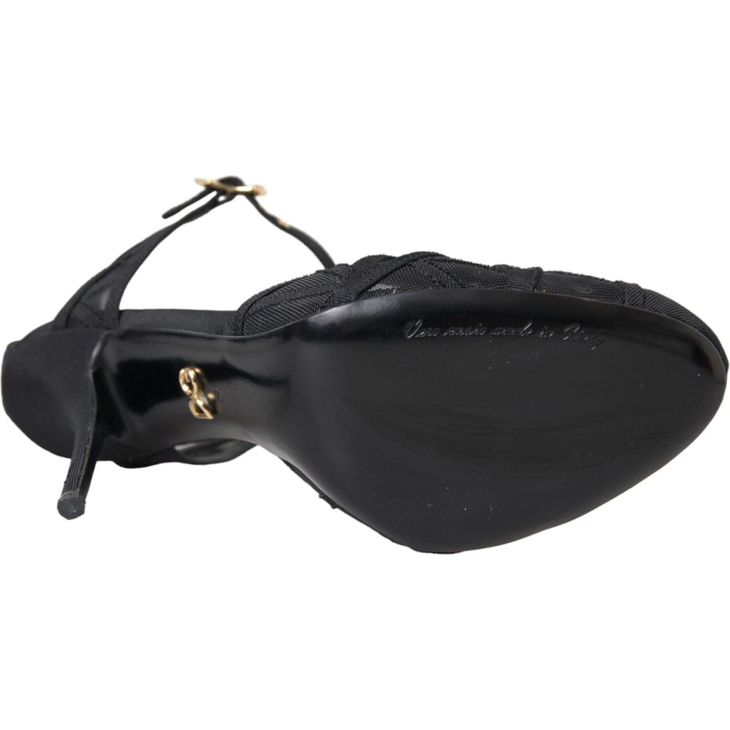 حذاء دولتشي آند غابانا أسود بكعب عالٍ وحزام للكاحل من شبكة