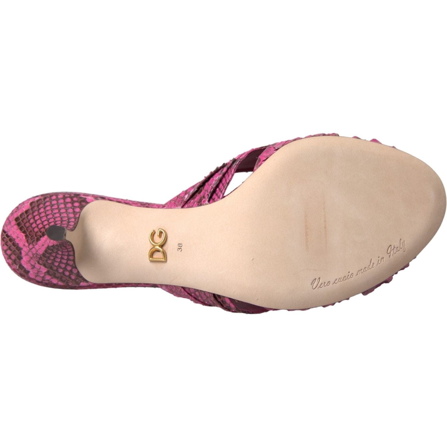 حذاء دولتشي آند غابانا الوردي ذو الكعب العالي المصنوع من الجلد الغريب