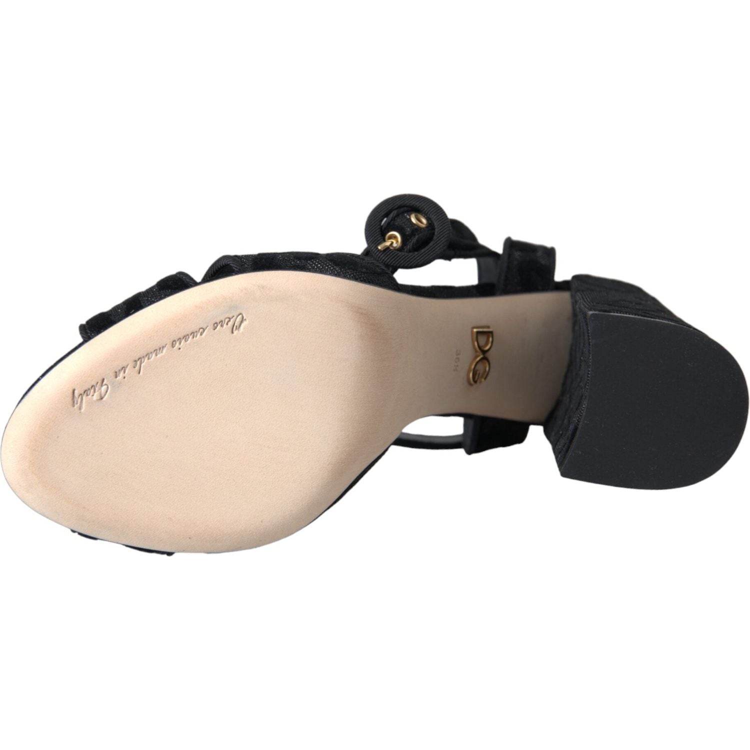 حذاء صندل من جلد الغزال بنقشة جلد النمر باللون الأسود من دولتشي آند غابانا