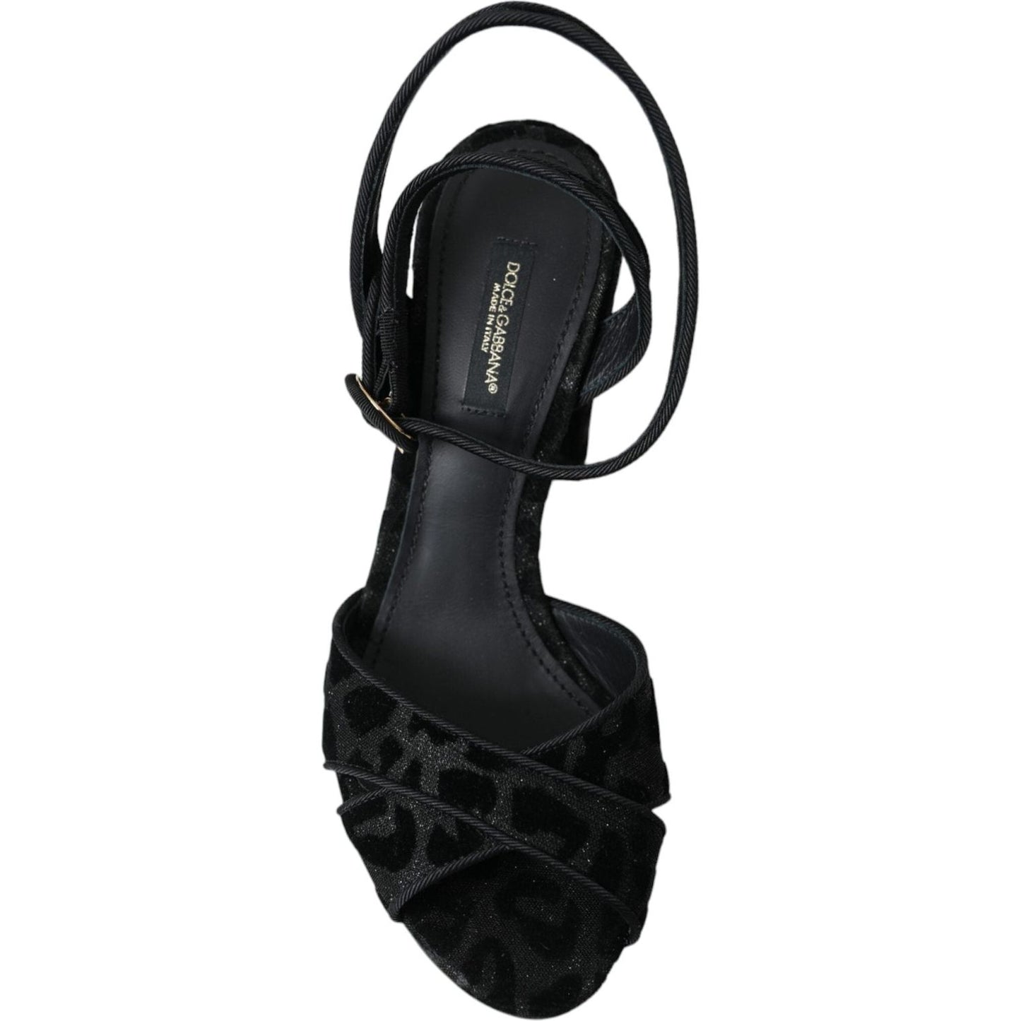 Dolce & Gabbana Black Leopard Suede Heels Sandals Shoes Dolce & Gabbana