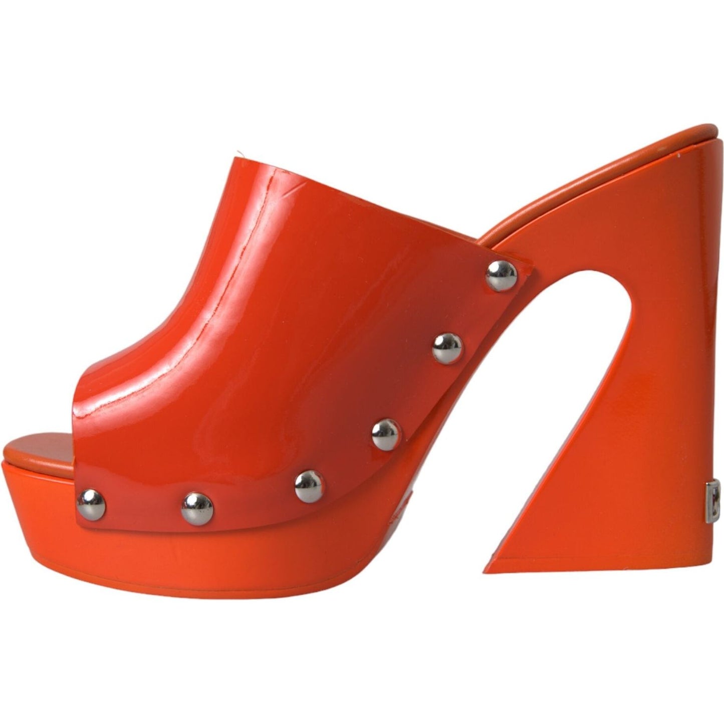 Dolce & Gabbana Orange Leather Mules Sandals Heels Shoes Dolce & Gabbana