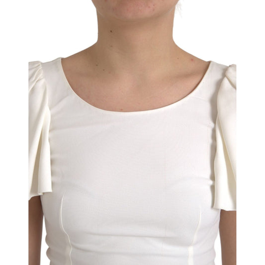 Dolce & Gabbana White Viscose Round Neck Short Sleeves Top Dolce & Gabbana