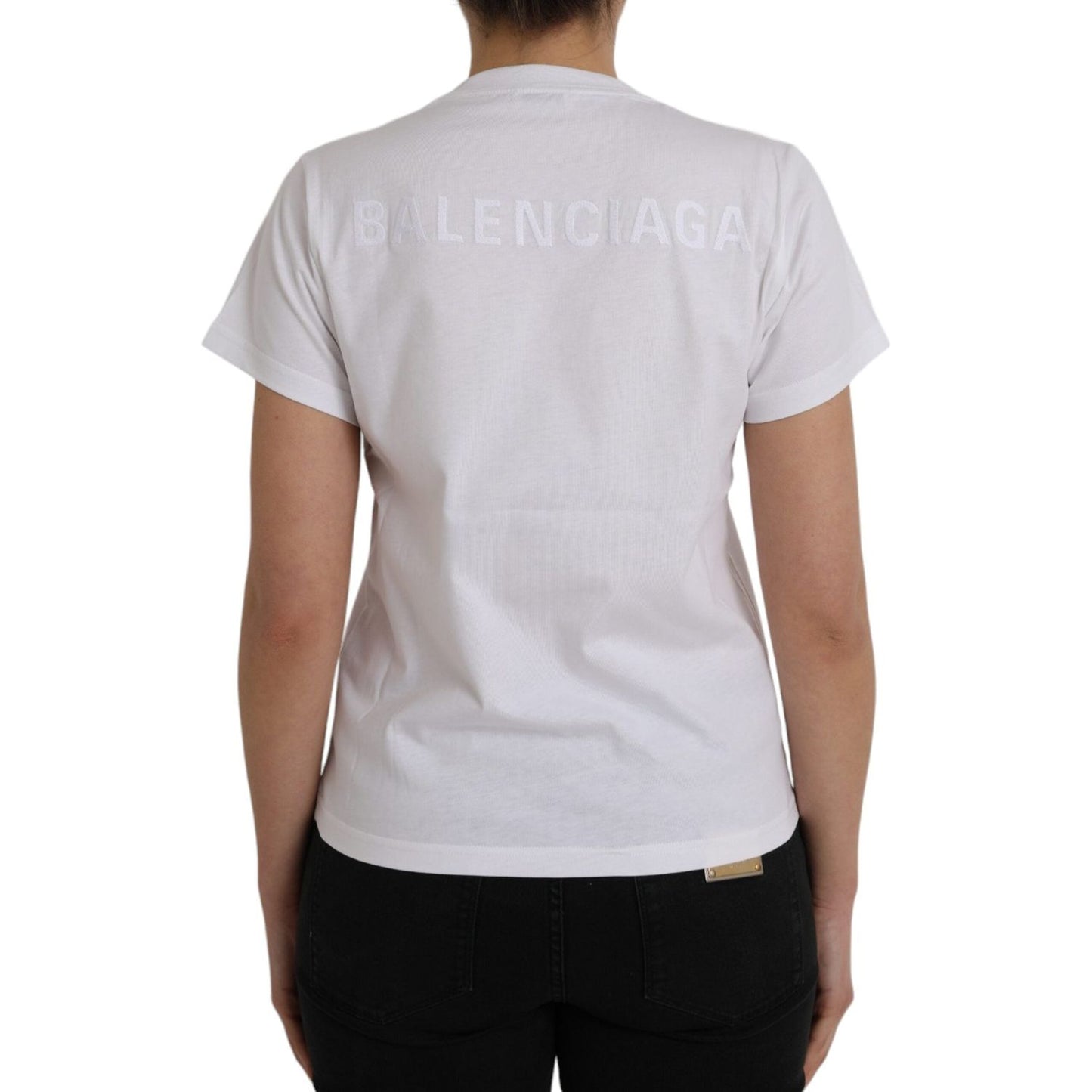 Balenciaga White Cotton Crew Neck Short Sleeves T-shirt Balenciaga