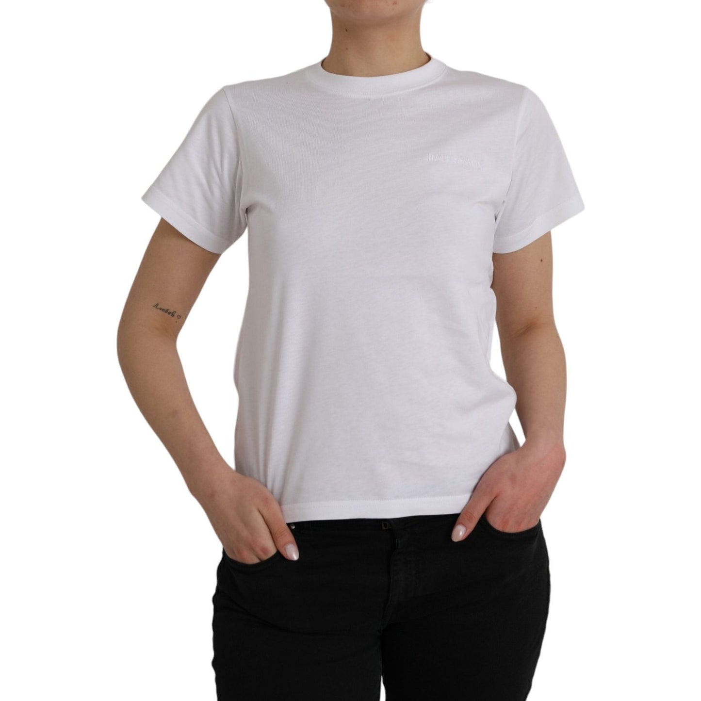 Balenciaga White Cotton Crew Neck Short Sleeves Tee T-shirt Balenciaga