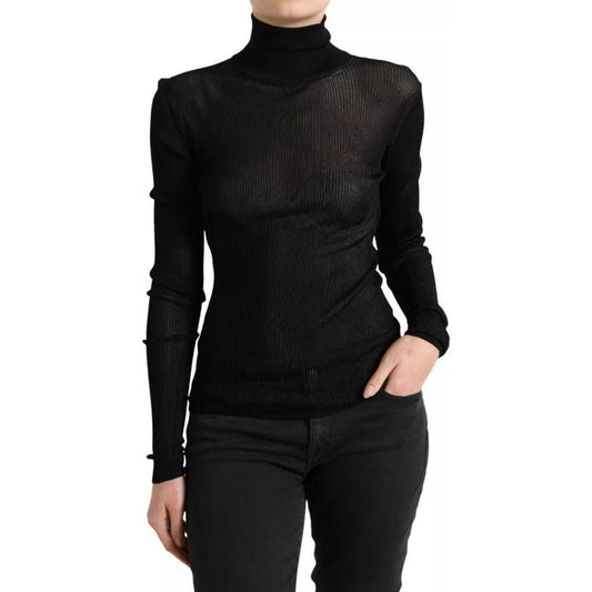 Dolce & Gabbana Black Viscose Turtle Neck Pullover Sweater Dolce & Gabbana