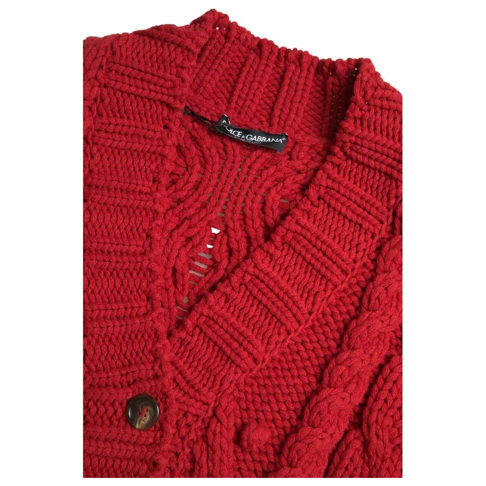 Dolce & Gabbana Red Wool Knit Button Down Cardigan Sweater Dolce & Gabbana