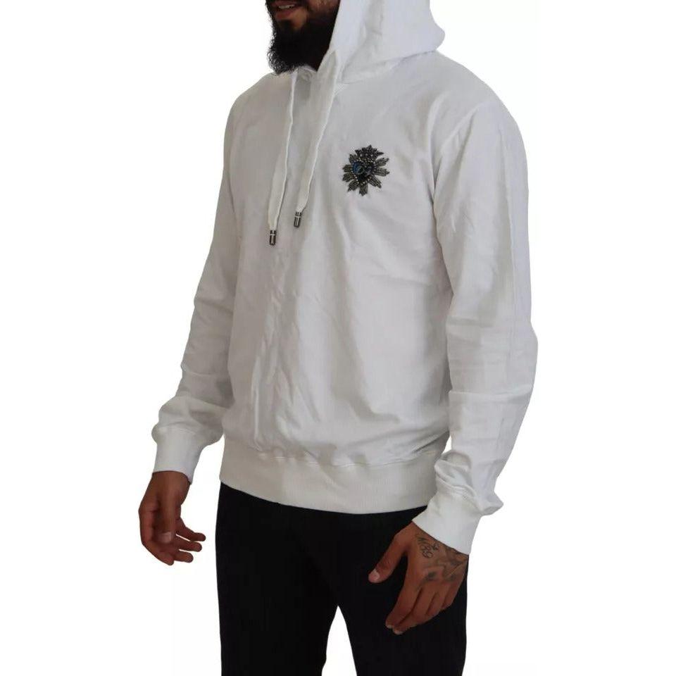 Dolce & Gabbana White Cotton Hooded Sweatshirt Sweater Dolce & Gabbana