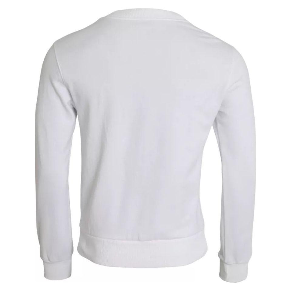 Dolce & Gabbana White Cotton Logo Pullover Sweatshirt Sweater Dolce & Gabbana