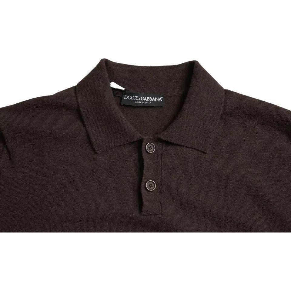 Dolce & Gabbana Brown Logo Collared Short Sleeve Men T-shirt Dolce & Gabbana