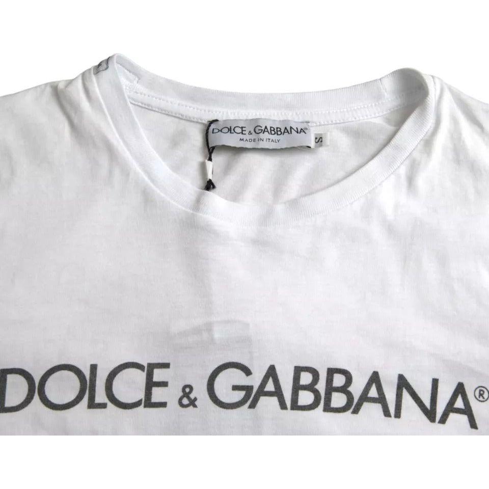 Dolce & Gabbana White Logo Cotton Crew Neck Short Sleeves T-shirt Dolce & Gabbana