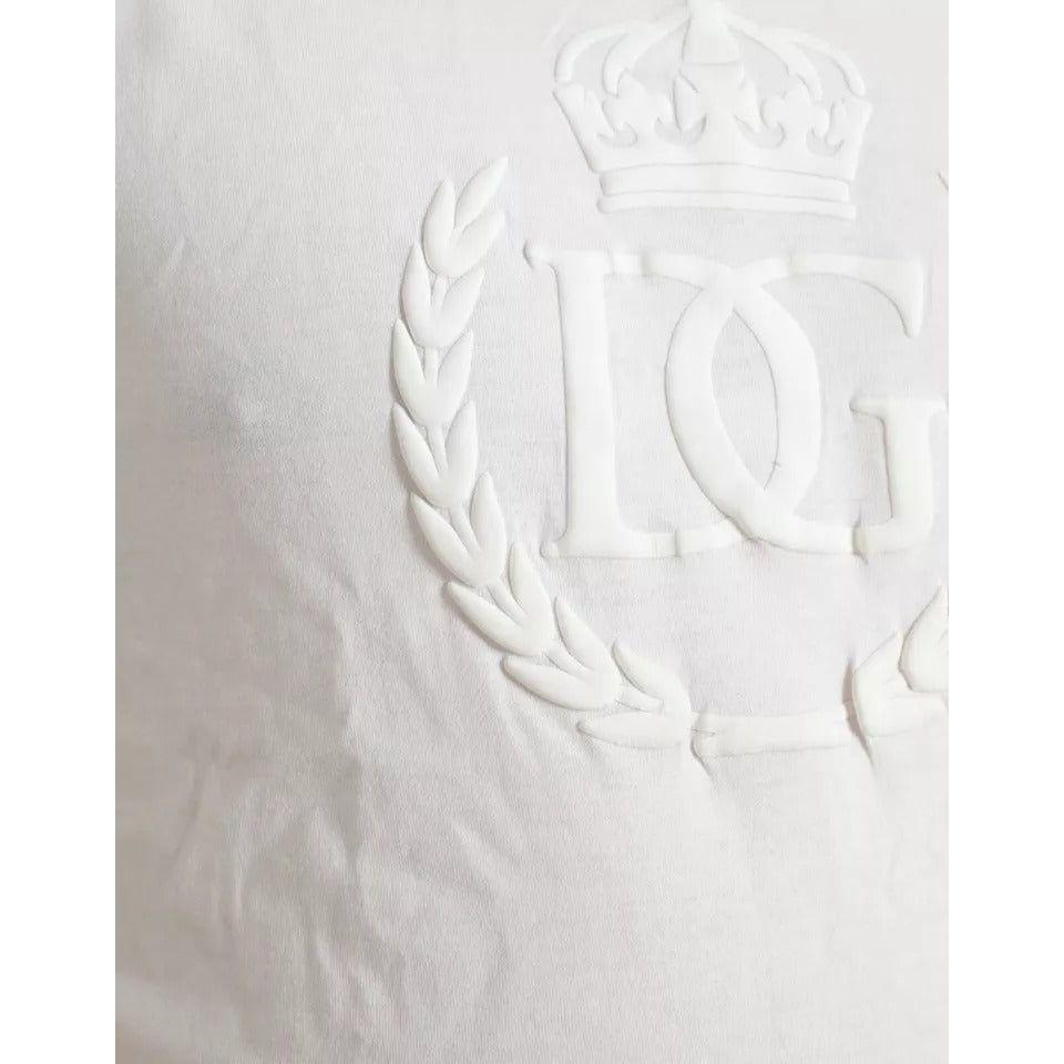 Dolce & Gabbana White Logo Embossed Crew Neck Short Sleeves T-shirt Dolce & Gabbana