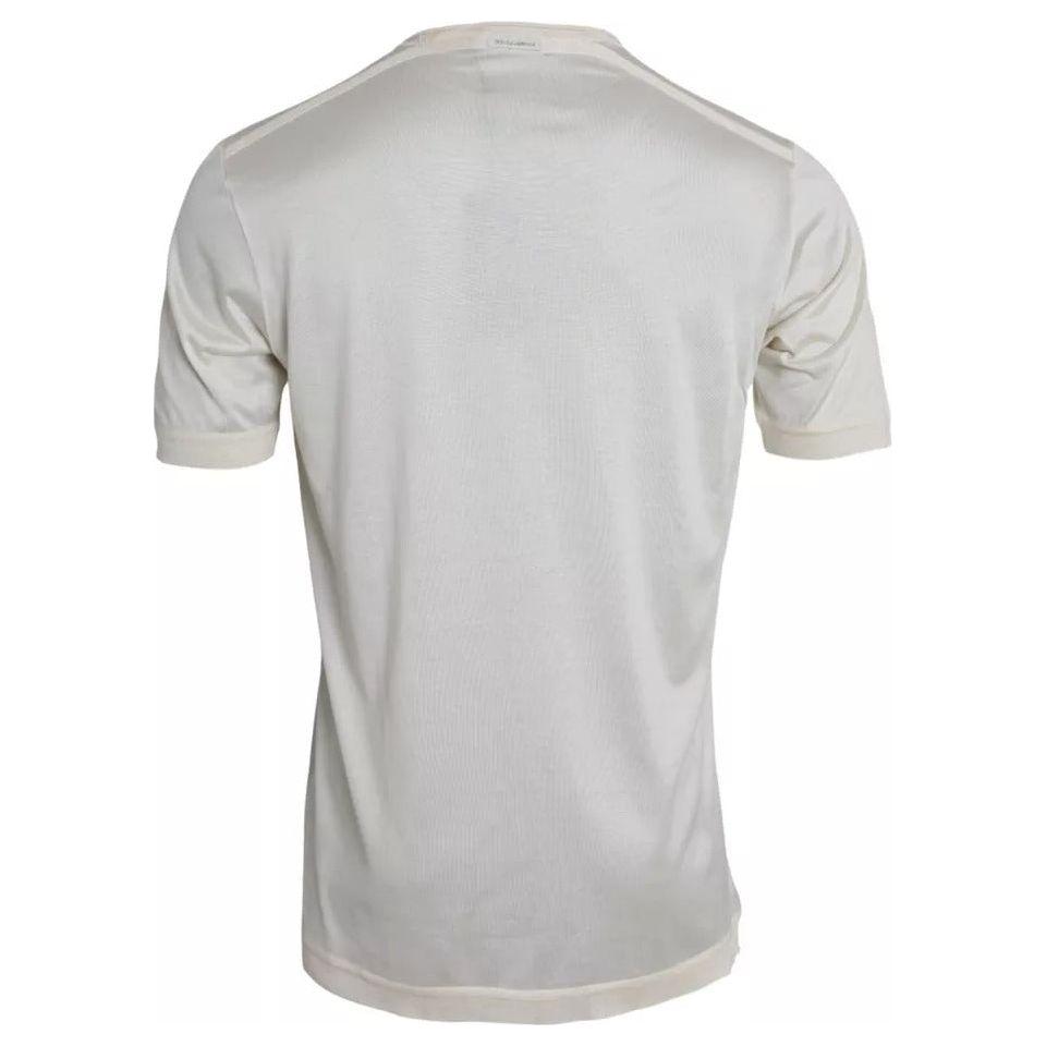 Dolce & Gabbana White Short Button Closure Silk Top T-shirt Dolce & Gabbana