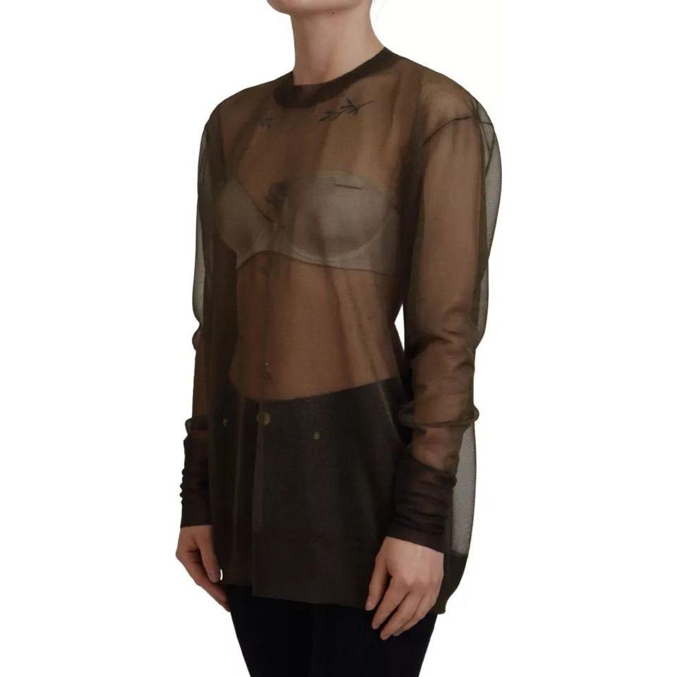 Dolce & Gabbana Black Transparent Crewneck Long Sleeves Top Dolce & Gabbana