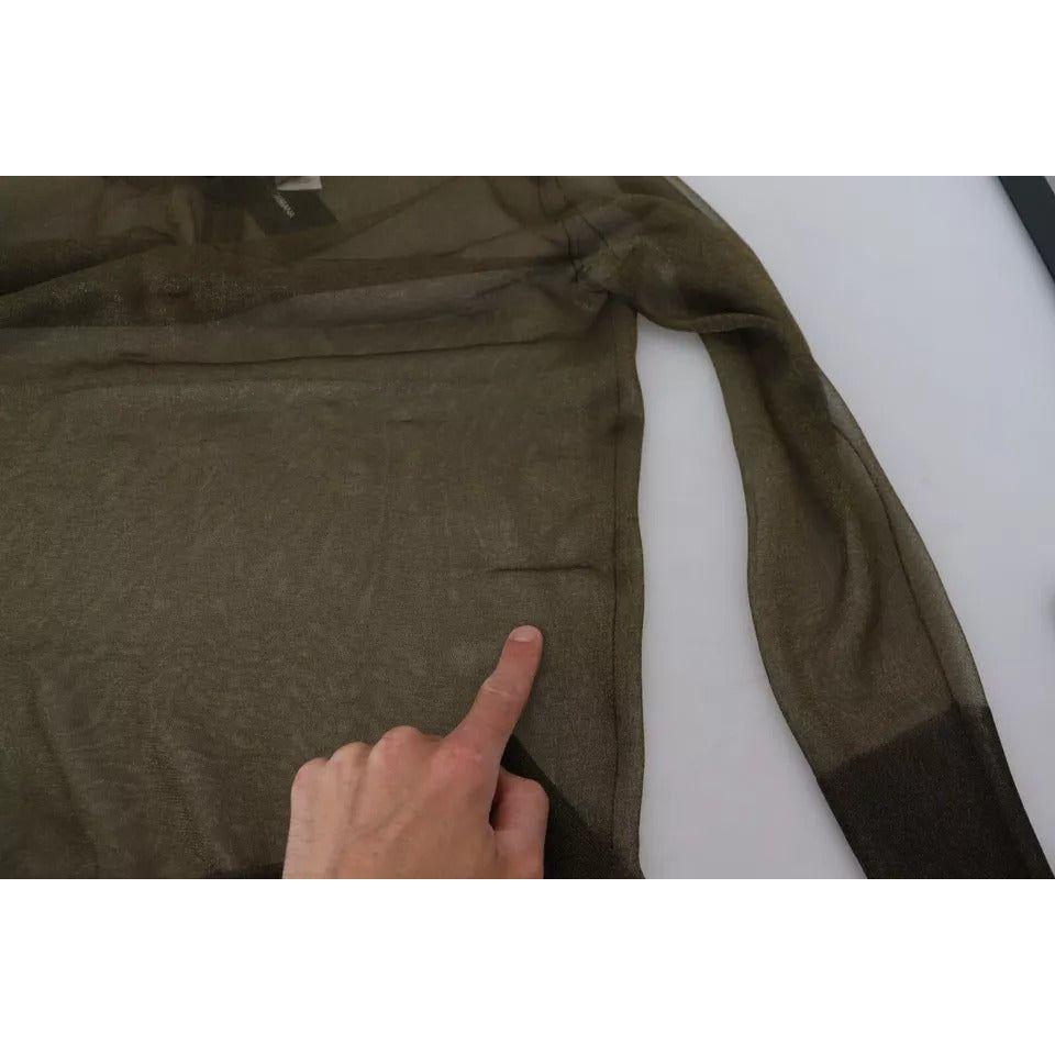 بلوزة دولتشي آند غابانا شفافة سوداء بأكمام طويلة وياقة دائرية