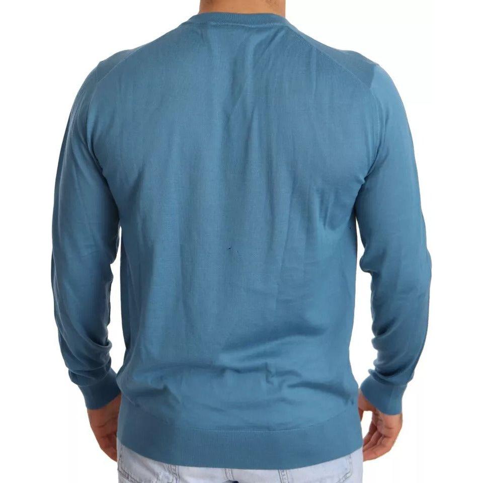 Dolce & Gabbana Blue Cashmere Crewneck Pullover Logo Sweater Dolce & Gabbana