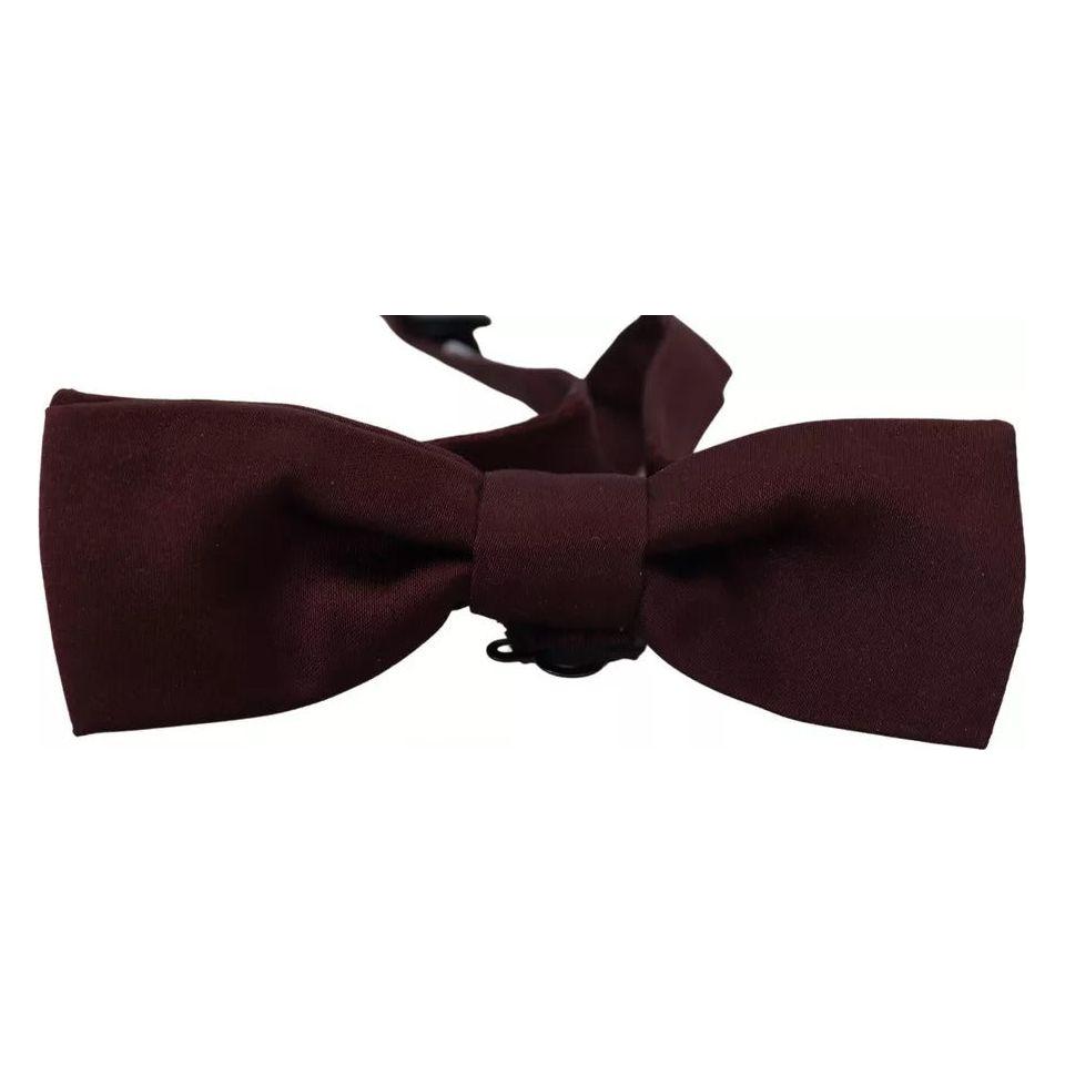 Dolce & Gabbana Bordeaux Silk Adjustable Neck Men Bow Tie Dolce & Gabbana Black