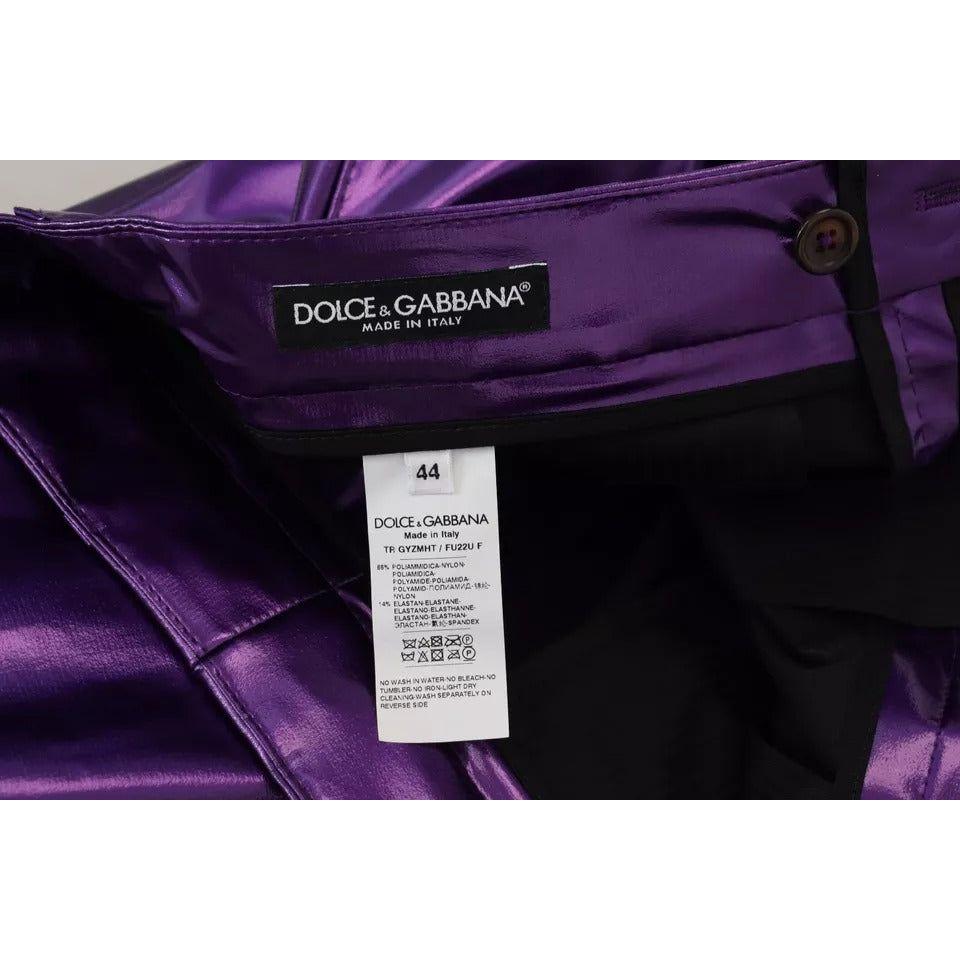 Dolce & Gabbana Purple Shining Men Casual Pants Dolce & Gabbana