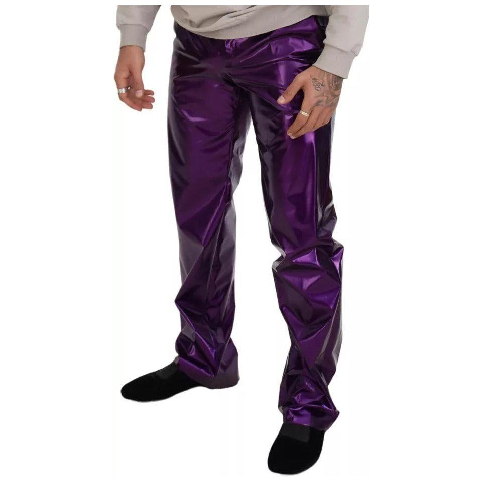 Dolce & Gabbana Purple Shining Men Casual Pants Dolce & Gabbana