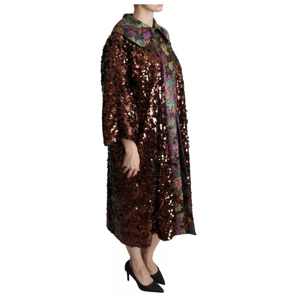 Dolce & Gabbana Multicolor Sequined Long Coat Jaquard Jacket Dolce & Gabbana