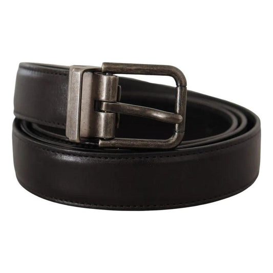 Dolce & Gabbana Black Calf Leather Vintage Logo Metal Buckle Belt Dolce & Gabbana