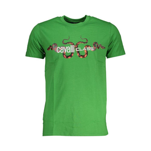 Cavalli Class Green Cotton T-Shirt Cavalli Class