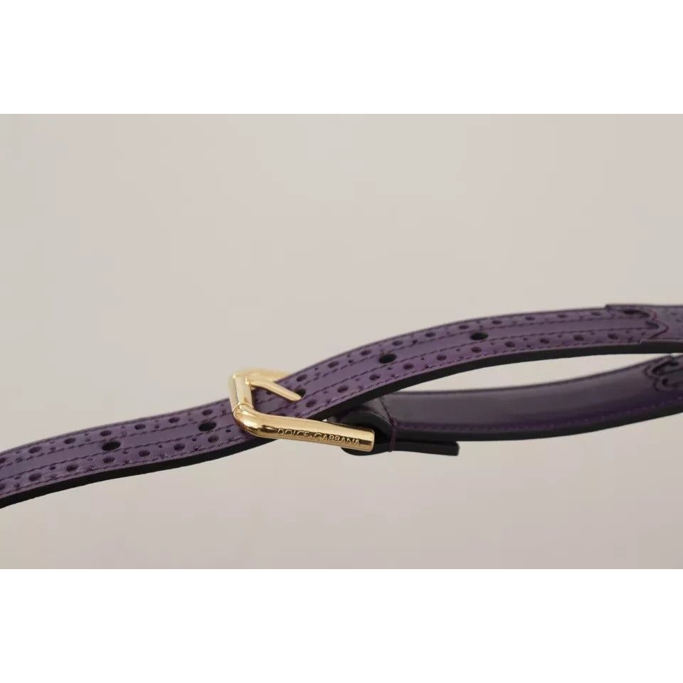 Dolce & Gabbana Purple Leather Gold Logo Engraved Metal Buckle Belt Dolce & Gabbana