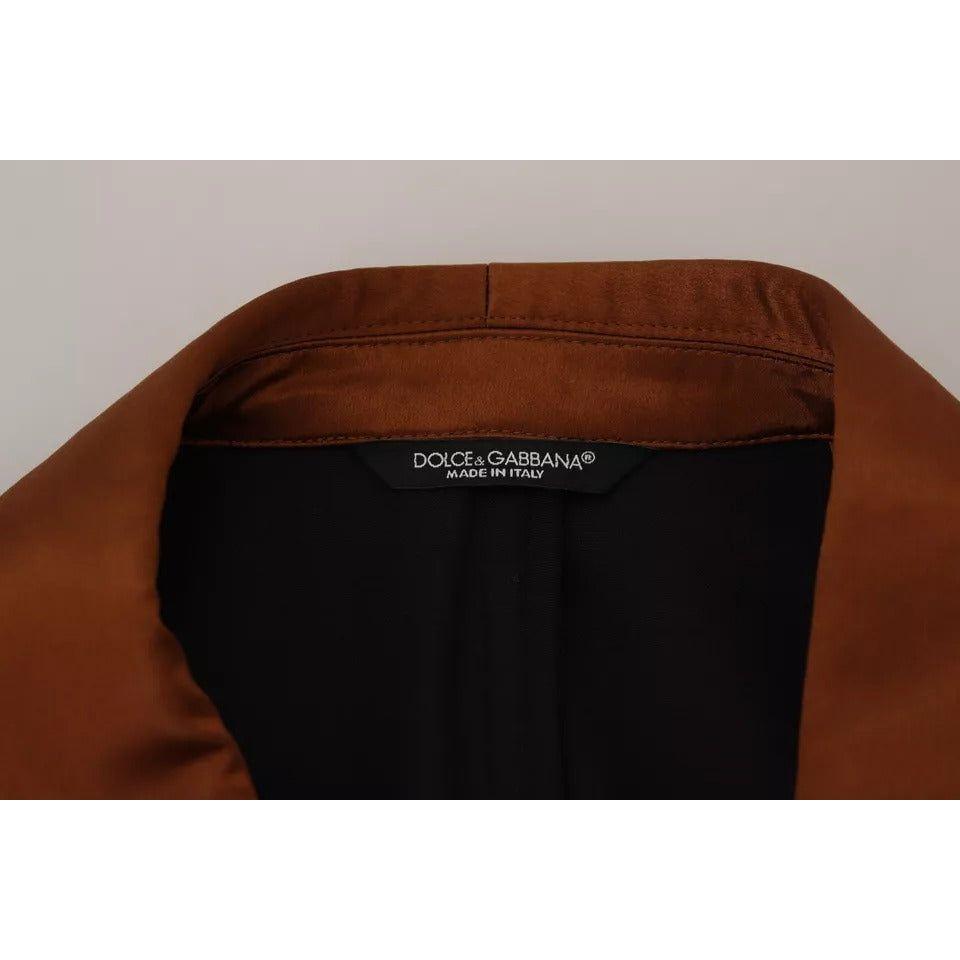 سترة بليزر حريرية بطبعة قرد برونزية من دولتشي آند غابانا