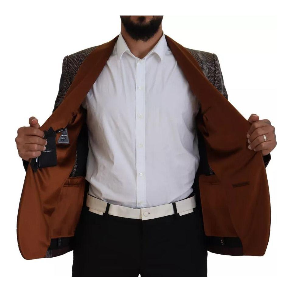 سترة بليزر حريرية بطبعة قرد برونزية من دولتشي آند غابانا