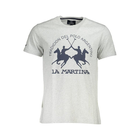 La Martina Gray Cotton Men T-Shirt La Martina