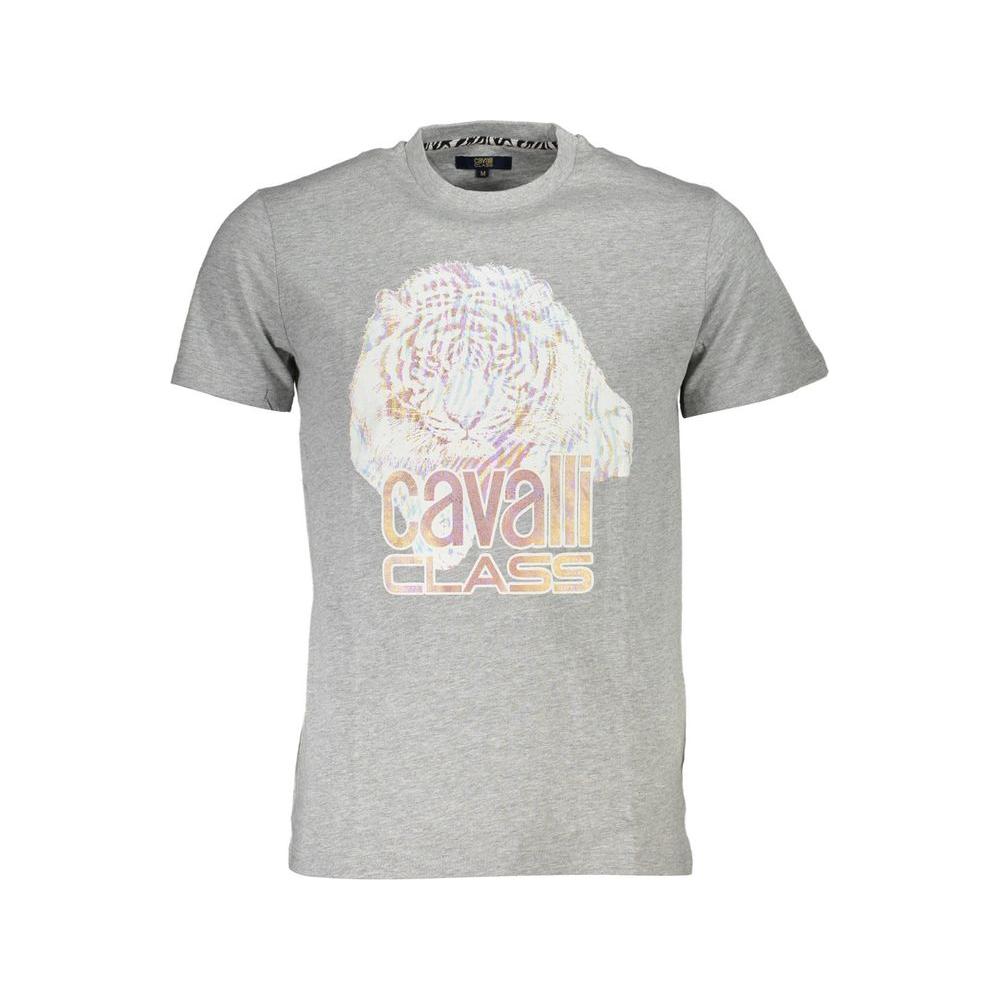 Cavalli Class Gray Cotton T-Shirt Cavalli Class