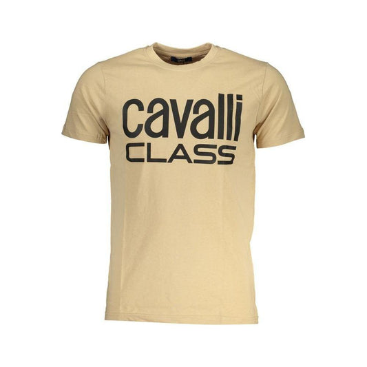 Cavalli Class Beige Cotton T-Shirt Cavalli Class