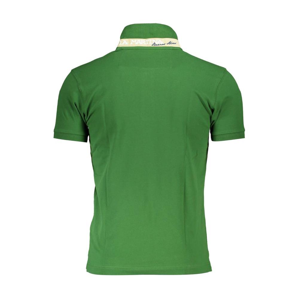 La Martina Green Cotton Men Polo Shirt La Martina