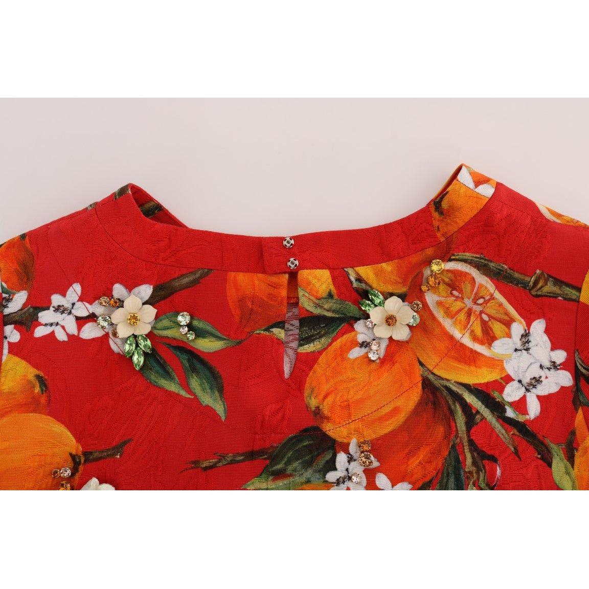 Dolce & Gabbana Embellished Crepe Blouse with Blossom Print Dolce & Gabbana