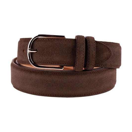 Made in Italy Elegant Brown Suede Calfskin Belt Made in Italy