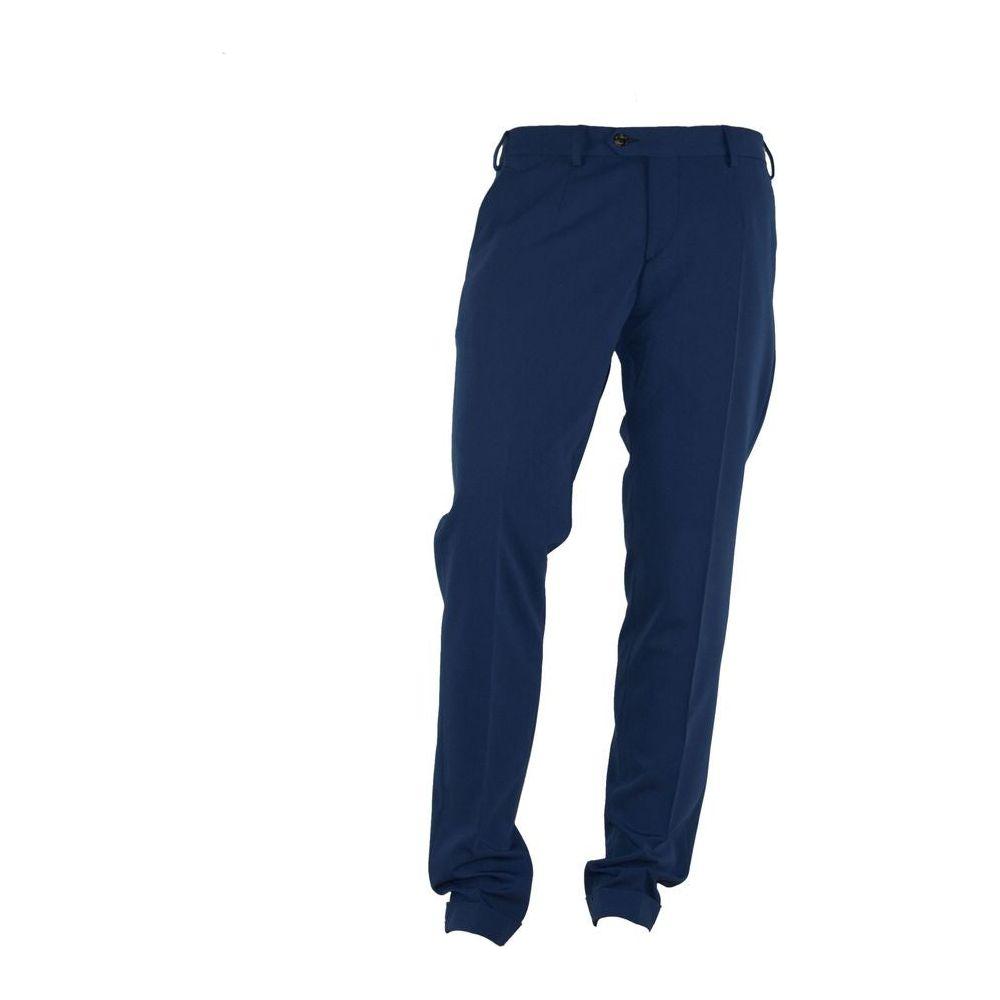 Made in Italy Elegant Blue Trousers for Sophisticated Men Made in Italy