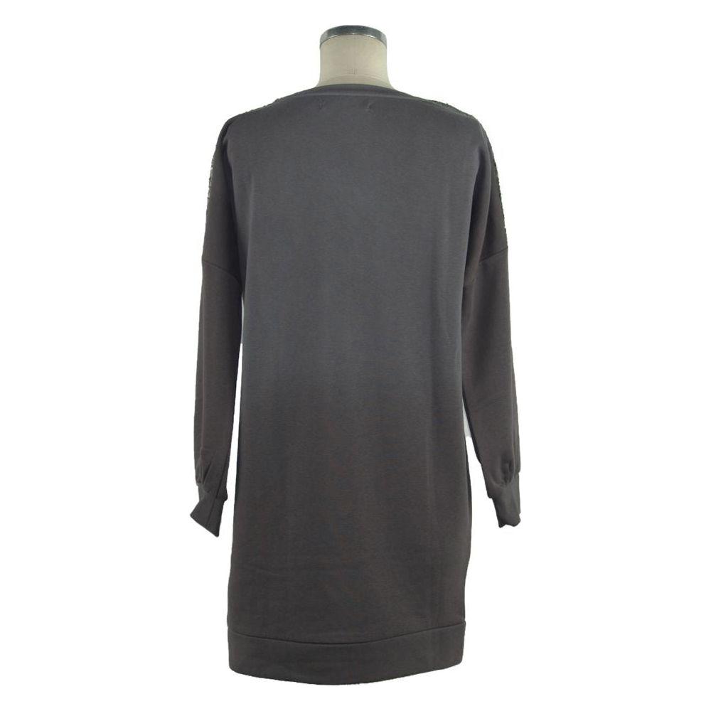 Imperfect Gray Cotton Women Sweatshirt Dress Imperfect