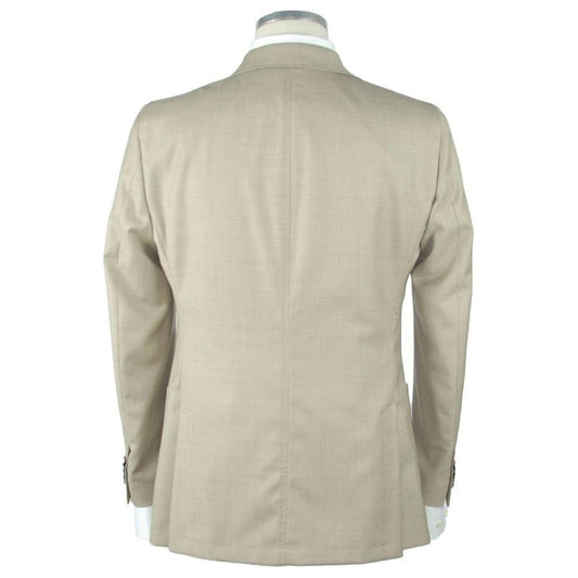 Emilio Romanelli Beige Wool Men Blazer Emilio Romanelli