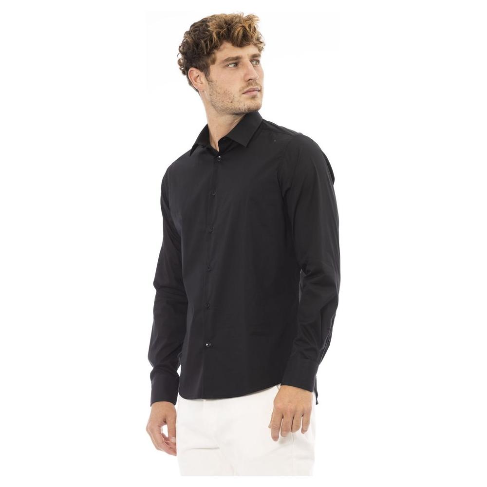 Baldinini Trend Black Cotton Men Shirt Baldinini Trend