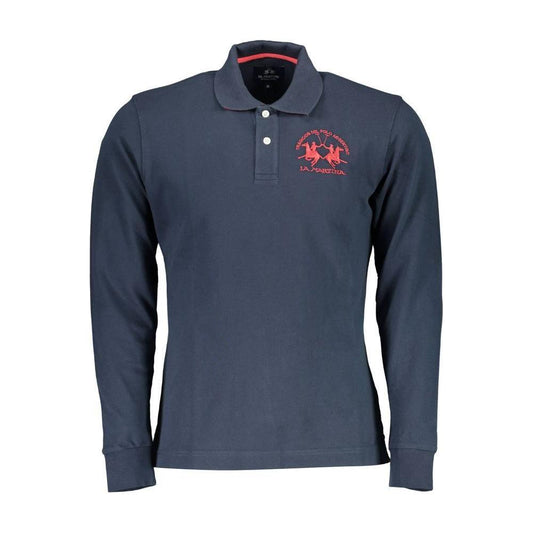 La Martina Blue Cotton Mens Polo Shirt La Martina