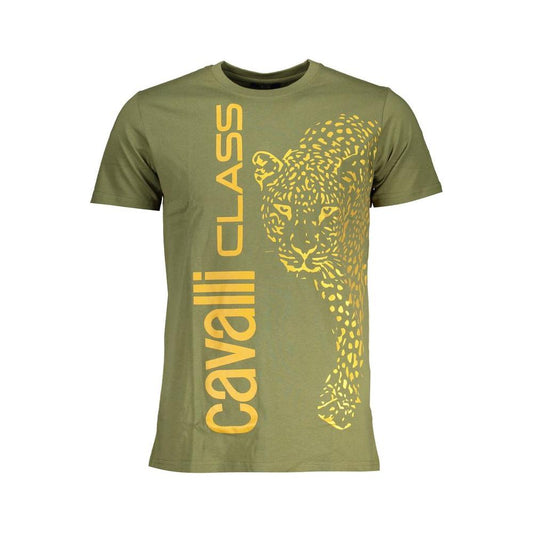 Cavalli Class Green Cotton T-Shirt Cavalli Class