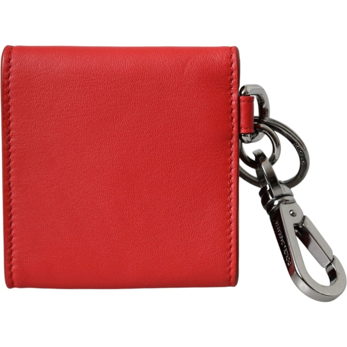 Dolce & Gabbana Red Calfskin Leather DG Logo Keyring Coin Purse Wallet Dolce & Gabbana