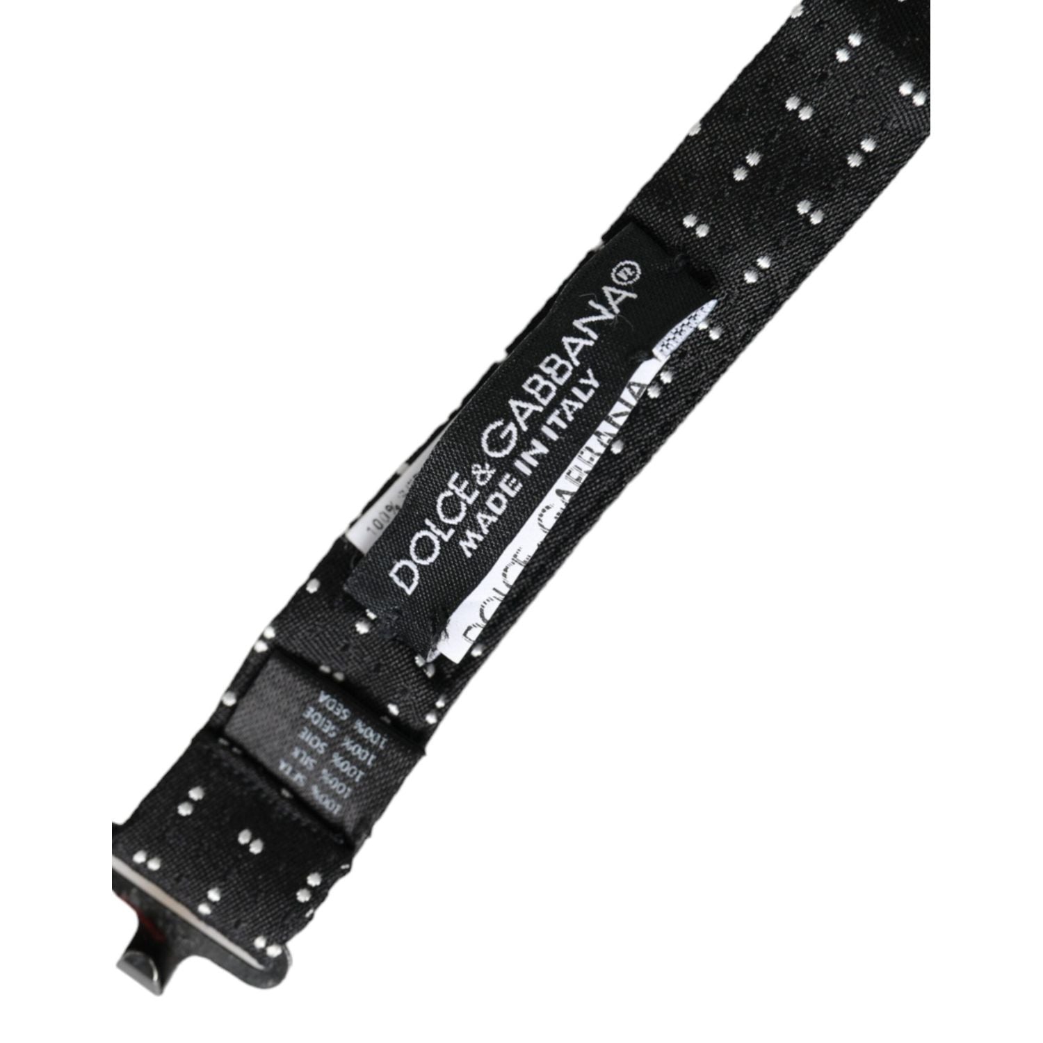 Dolce & Gabbana Black Silk Patterned Adjustable Neck Men Papillon Bow Tie