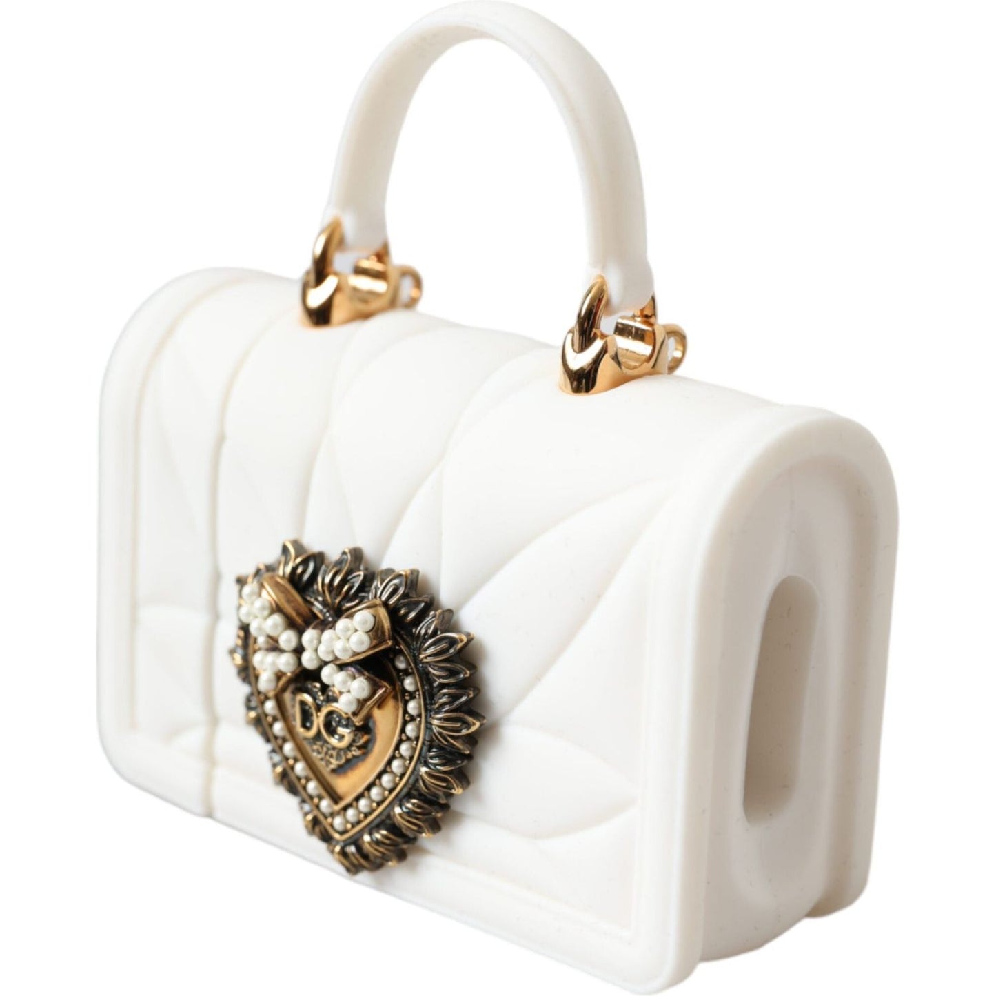 Dolce & Gabbana White Silicone Devotion Heart Cover Hand Bag Airpod Case Dolce & Gabbana